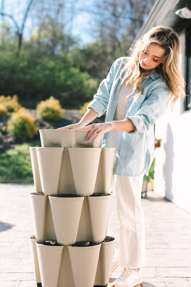 3 Tier GreenStalk Original Vertical Planter | Stunning Stone (Basic Texture)