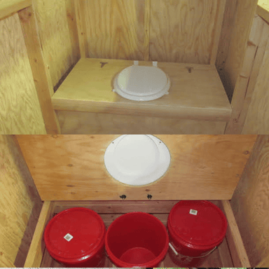 Inside view of Oregon Timber Werks outhouse showcasing the rustic craftsmanship and design details of the seat.