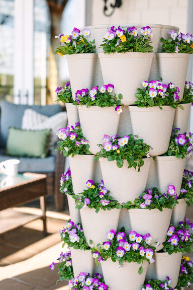 7 Tier GreenStalk Leaf Vertical Planter | Stunning Stone (Basket Weave Texture)