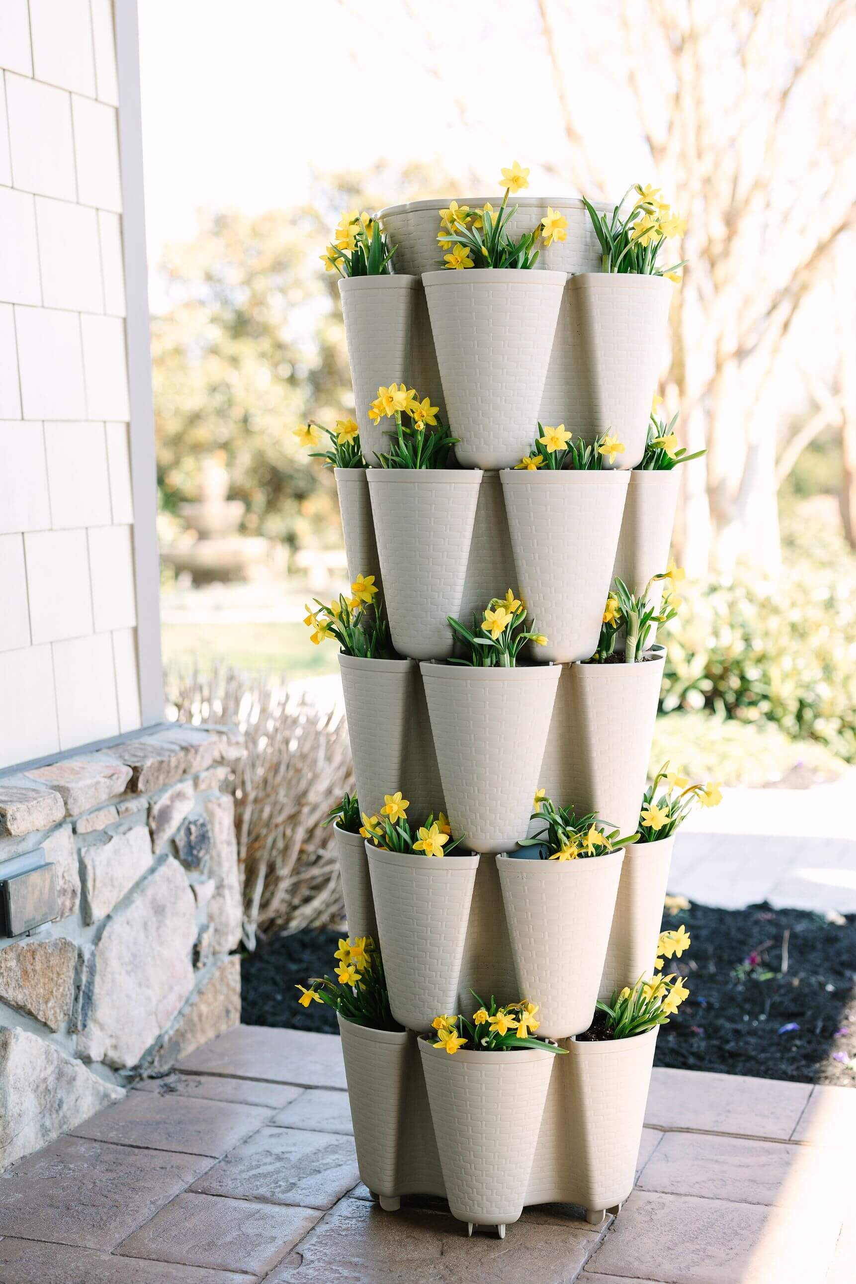 5 Tier GreenStalk Original Vertical Planter | Stunning Stone (Basket Weave Texture)