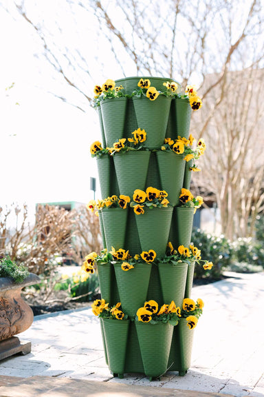 5 Tier GreenStalk Original Vertical Planter | Evergreen (Basket Weave Texture)