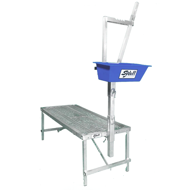 Sydell Milking Stanchion with Fold-up Stand and Poly Feeder: Efficient Livestock Equipment for Dairy Goat and Sheep Milking Station