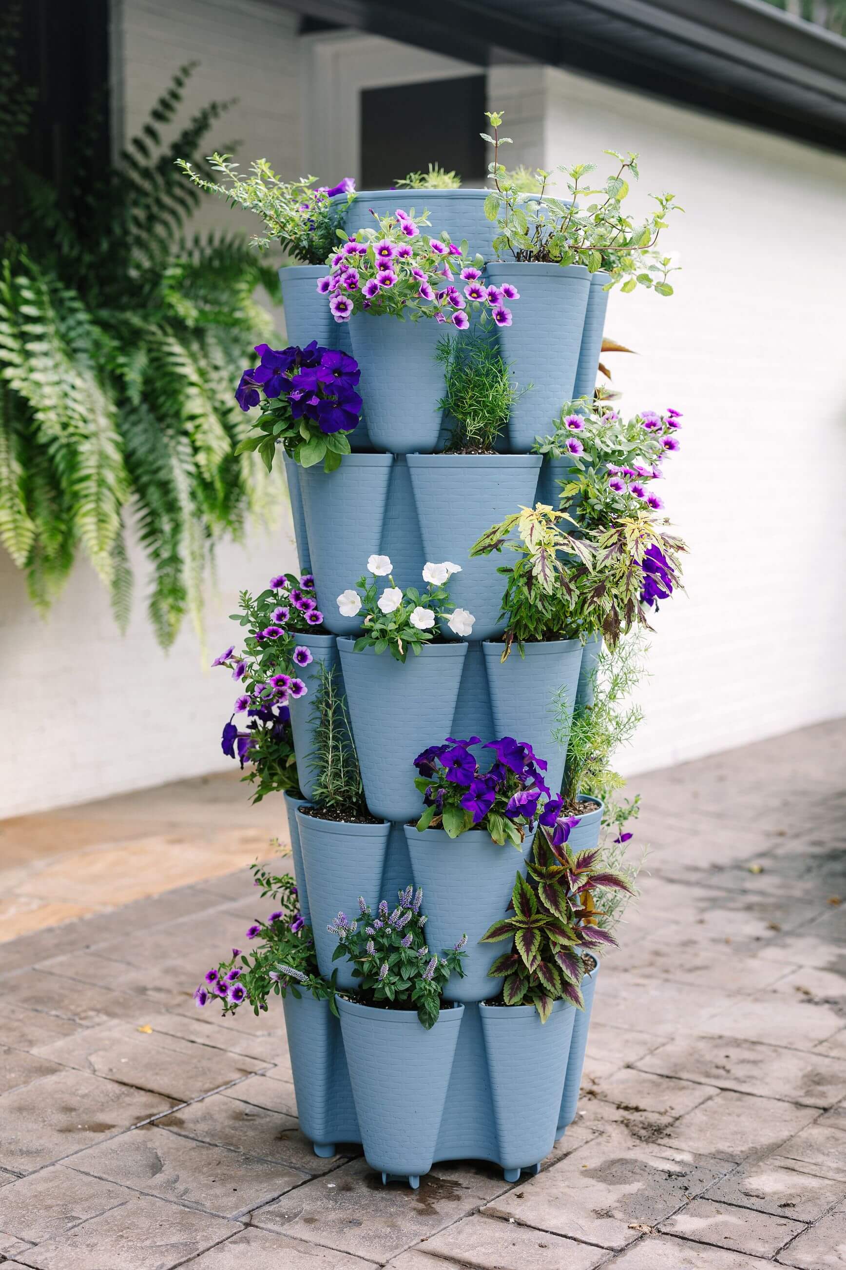 5 Tier GreenStalk Original Vertical Planter | Glacier Blue (Basket Weave Texture) 