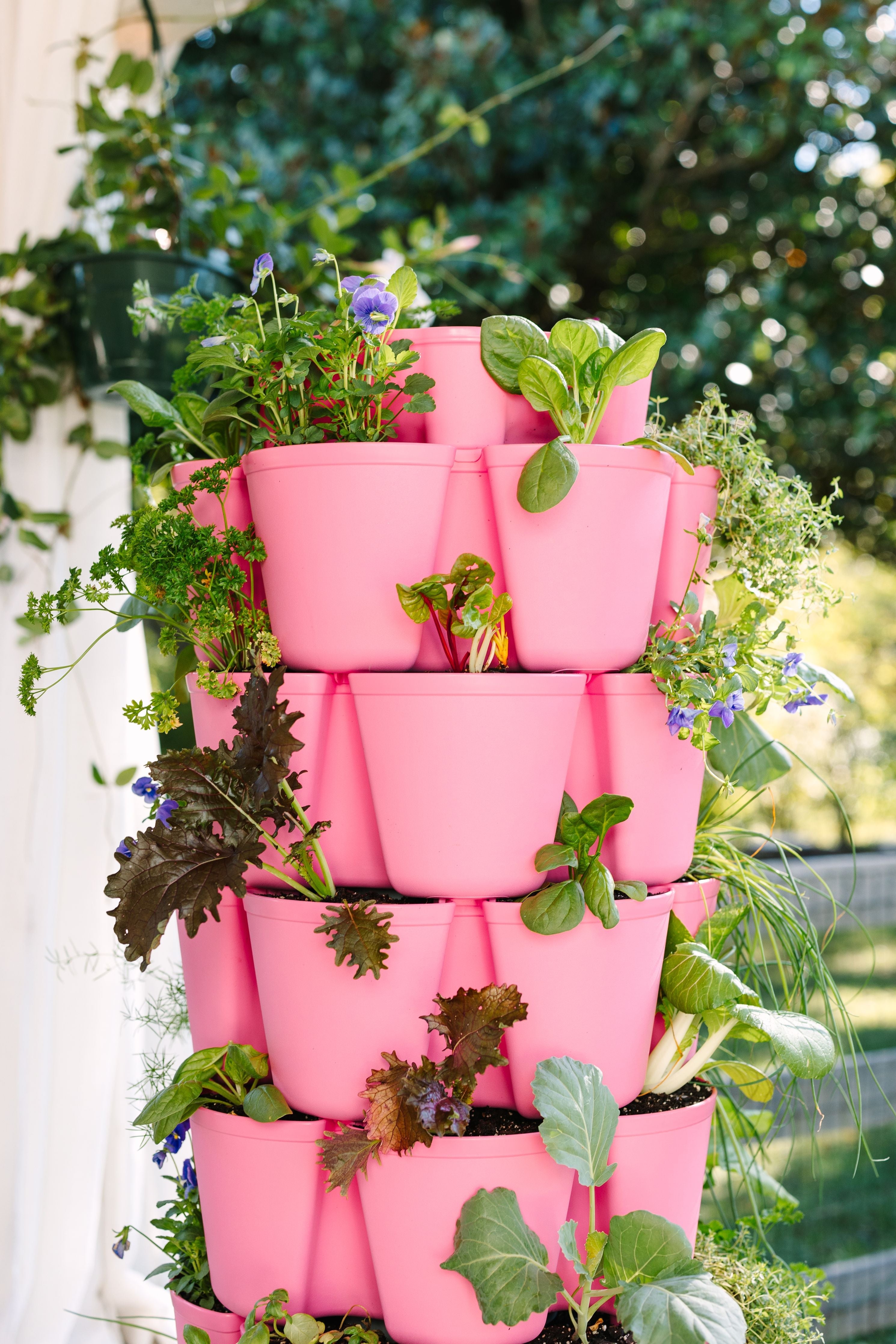 7 Tier GreenStalk Leaf Vertical Planter | Strawberry Pink (Basic Texture)