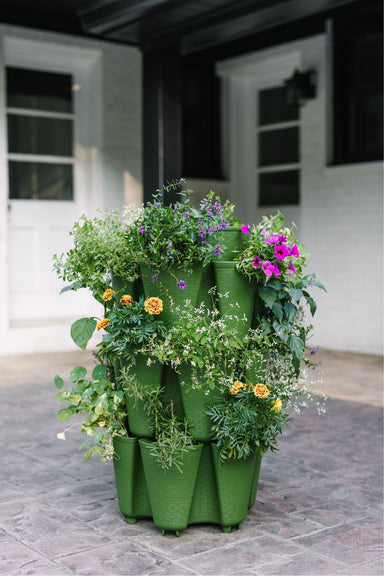 3 Tier GreenStalk Original Vertical Planter | Evergreen (Basket Weave Texture) 