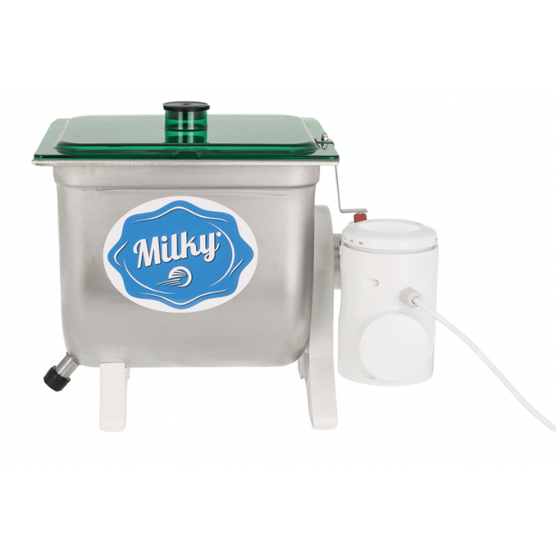 Milky Electric Butter Churn FJ 10 front view, homesteading essential