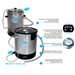 Small farm milk pasteurizer with removable container and temperature control panel.